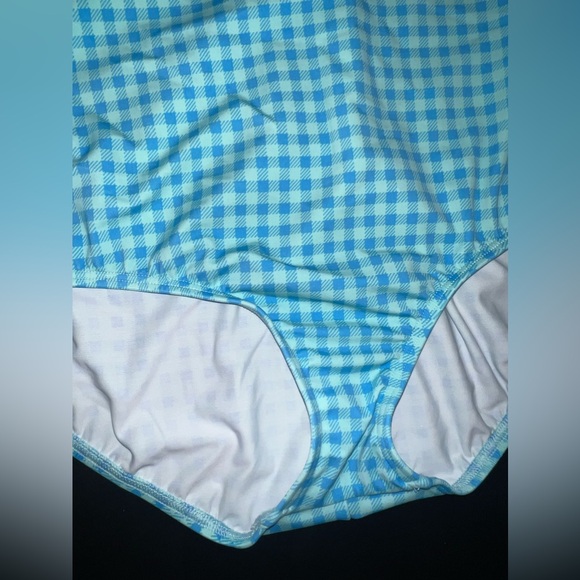 Land’s End Scoop Neck One Piece Floral Plaid Swimsuit Plus Petite Size 16P EUC - Picture 3 of 9